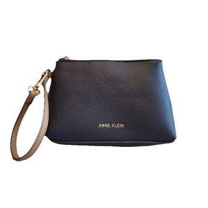 Anne Klein Navy Blue Pebbled Wristlet Clutch Wallet